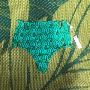 Stone Fox Swim Turquoise and Dark Green High-Waist Bikini Bottom